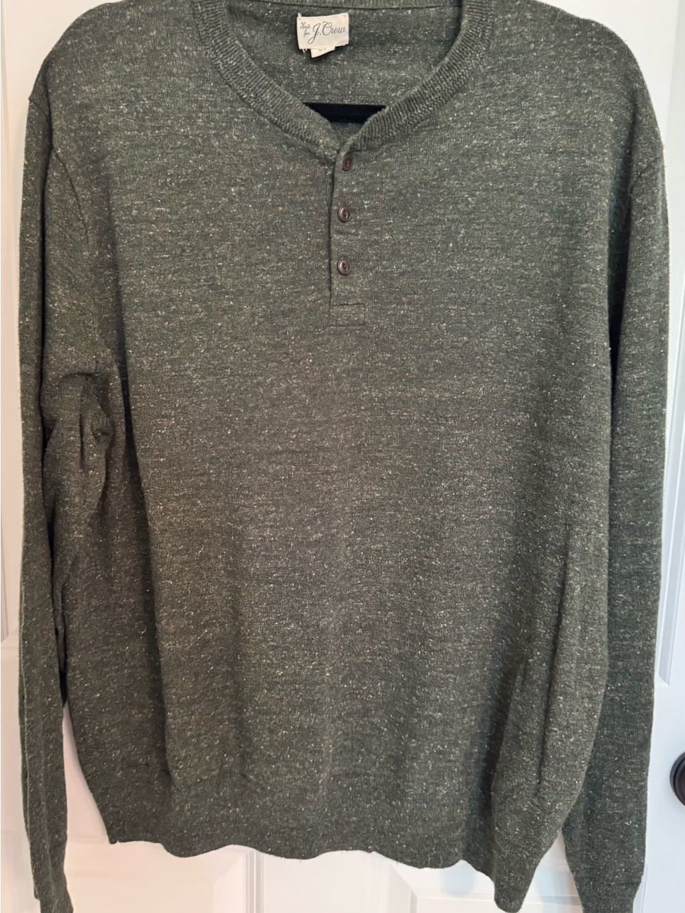J.Crew Knit Henley Sweater Men’s XL Green Cotton Silk Blend